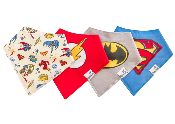 [Justice League Edition]Organic Baby Bandana Bibs Set (4-pack)