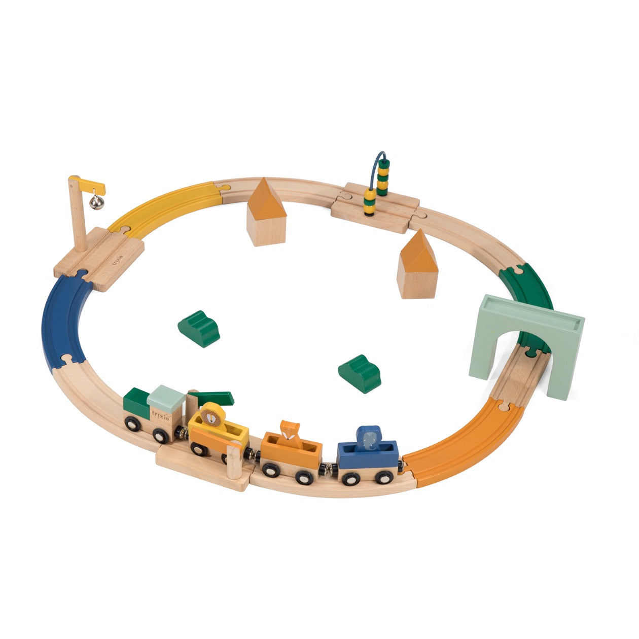 Tidlo Wooden Train Set (50 Pieces) Tidlo 50 Piece Train Track | Wooden Train | Wooden Train Circuit