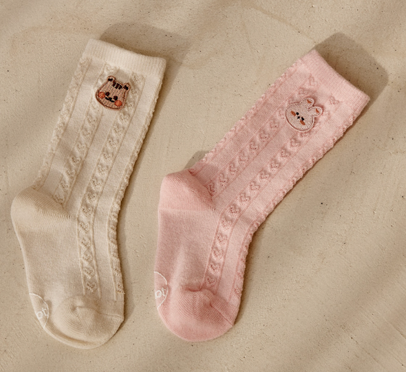 DTD Lovely Socks | 愛心麻花編中長襪