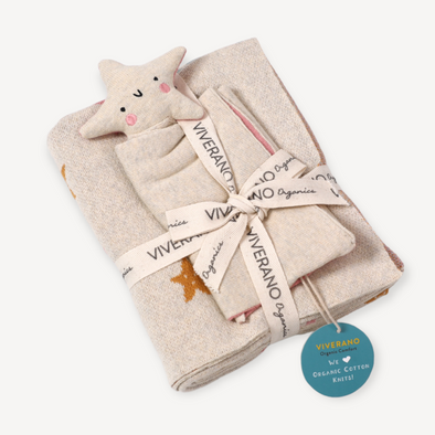 Viverano Organics Organic Stars Jacquard Knit Baby Blanket & Lovey Gift Set -Just too Sweet - Babies and Kids Concept Store