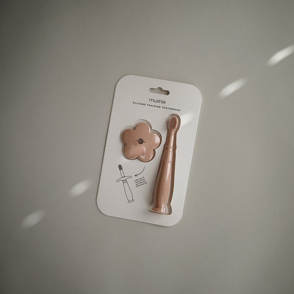 Mushie Flower Training Toothbrush | Blush -Just too Sweet - Babies and Kids Concept Store