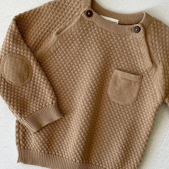 Viverano Organics Milan Earthy Organic Baby Raglan Pullover Top Sweater Knit | Earth Brown Waffle -Just too Sweet - Babies and Kids Concept Store