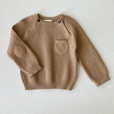 Viverano Organics Milan Earthy Organic Baby Raglan Pullover Top Sweater Knit | Earth Brown Waffle -Just too Sweet - Babies and Kids Concept Store