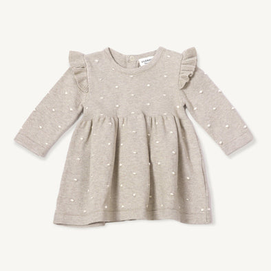 Viverano Organics Milan Earthy Ruffle & Bobble Baby Girl Organic Knit Dress -Just too Sweet - Babies and Kids Concept Store
