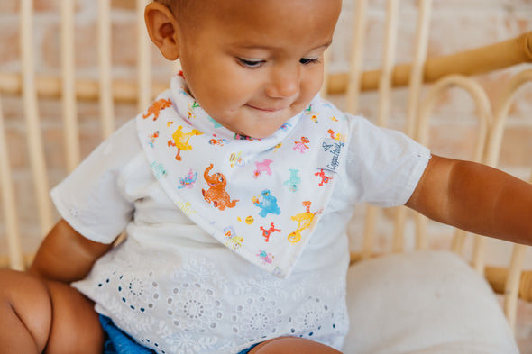 Copper Pearl [Sesame Street] Organic Baby Bandana Bibs Set | Abby & Pals (4-pack) -Just too Sweet - Babies and Kids Concept Store