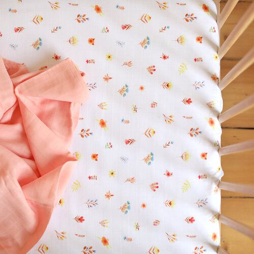 The Fox In The Attic Fitted Muslin Cot Sheet | Little Flowers -Just too Sweet - Babies and Kids Concept Store