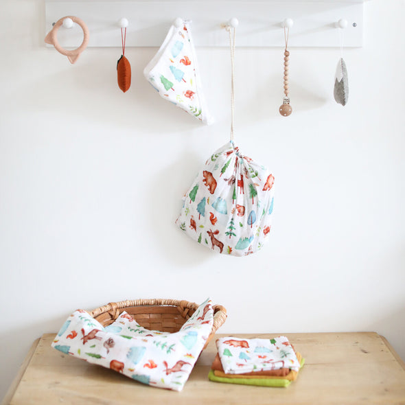The Fox In The Attic Fitted Muslin Cot Sheet | Mountain Life -Just too Sweet - Babies and Kids Concept Store