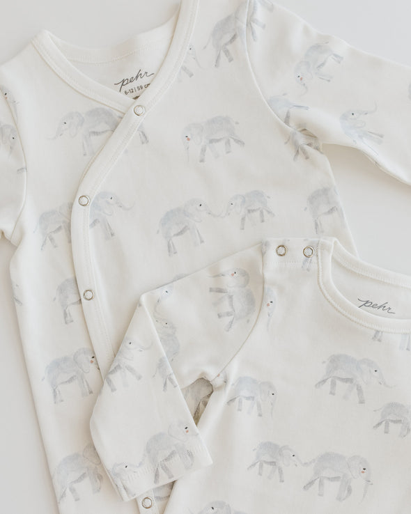 Pehr Organic Shoulder Snap One-Piece | Follow Me Elephant -Just too Sweet - Babies and Kids Concept Store