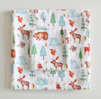The Fox In The Attic Muslin Swaddle Blanket | Mountain Life -Just too Sweet - Babies and Kids Concept Store