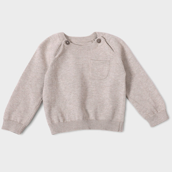Viverano Organics Milan Earthy Organic Baby Raglan Pullover Top Sweater Knit | Oatmeal Heather -Just too Sweet - Babies and Kids Concept Store