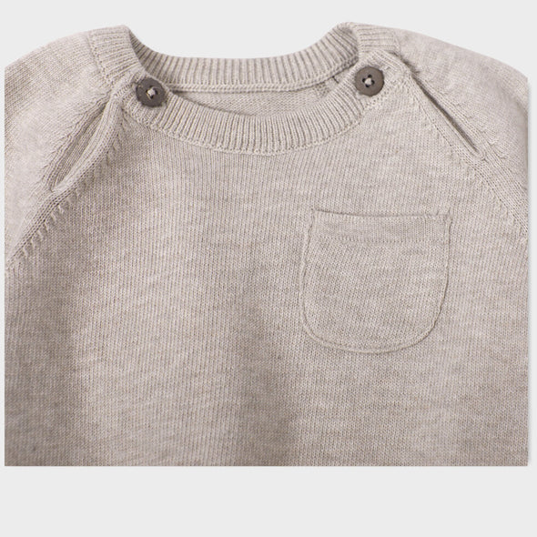 Viverano Organics Milan Earthy Organic Baby Raglan Pullover Top Sweater Knit | Oatmeal Heather -Just too Sweet - Babies and Kids Concept Store