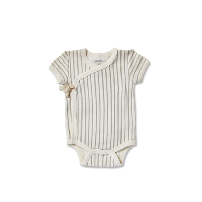 Pehr Organic Short Sleeve Kimono One-Piece | Stripes Away Pebble Grey -Just too Sweet - Babies and Kids Concept Store