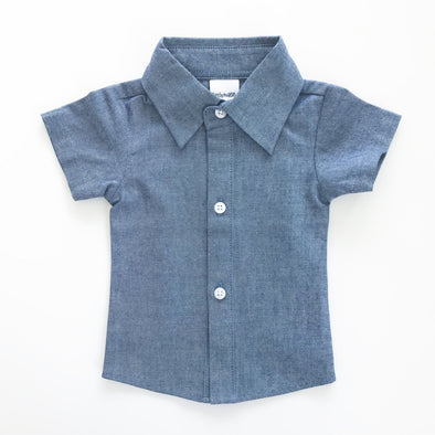 Little Mister Baby Button Up Shirt | Blue -Just too Sweet - Babies and Kids Concept Store