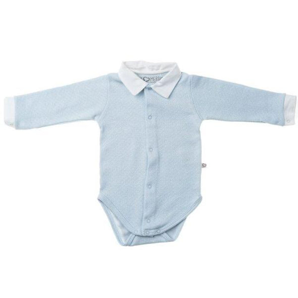 Mats & Merthe Body L/S with Collar Boy | Blue -Just too Sweet - Babies and Kids Concept Store