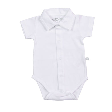 Mats & Merthe Body S/S with Collar Boy | White -Just too Sweet - Babies and Kids Concept Store
