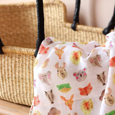 The Fox In The Attic Muslin Swaddle Blanket | Animals -Just too Sweet - Babies and Kids Concept Store
