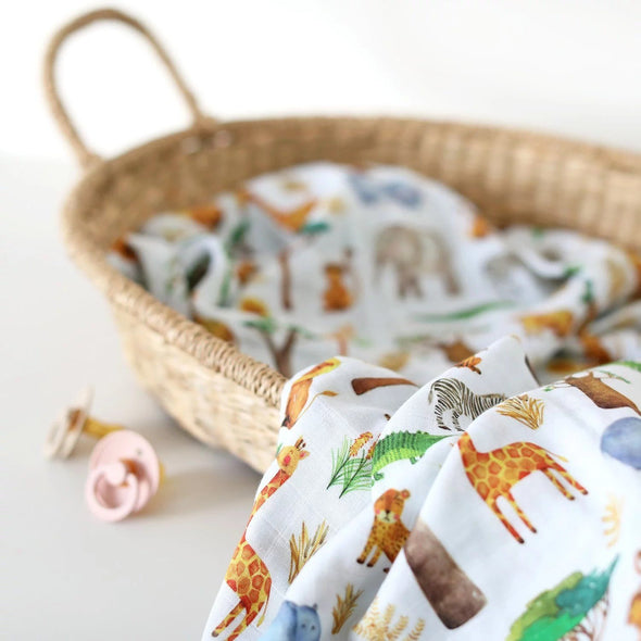 The Fox In The Attic Organic Muslin Swaddle Blanket | Safari -Just too Sweet - Babies and Kids Concept Store