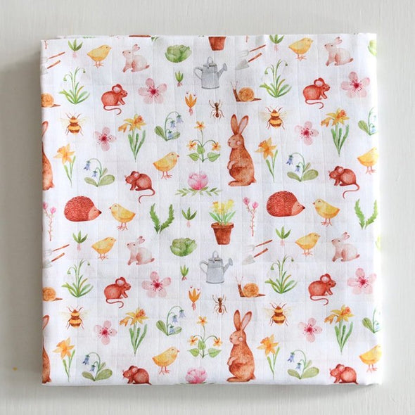 The Fox In The Attic Organic Muslin Swaddle Blanket | Spring -Just too Sweet - Babies and Kids Concept Store